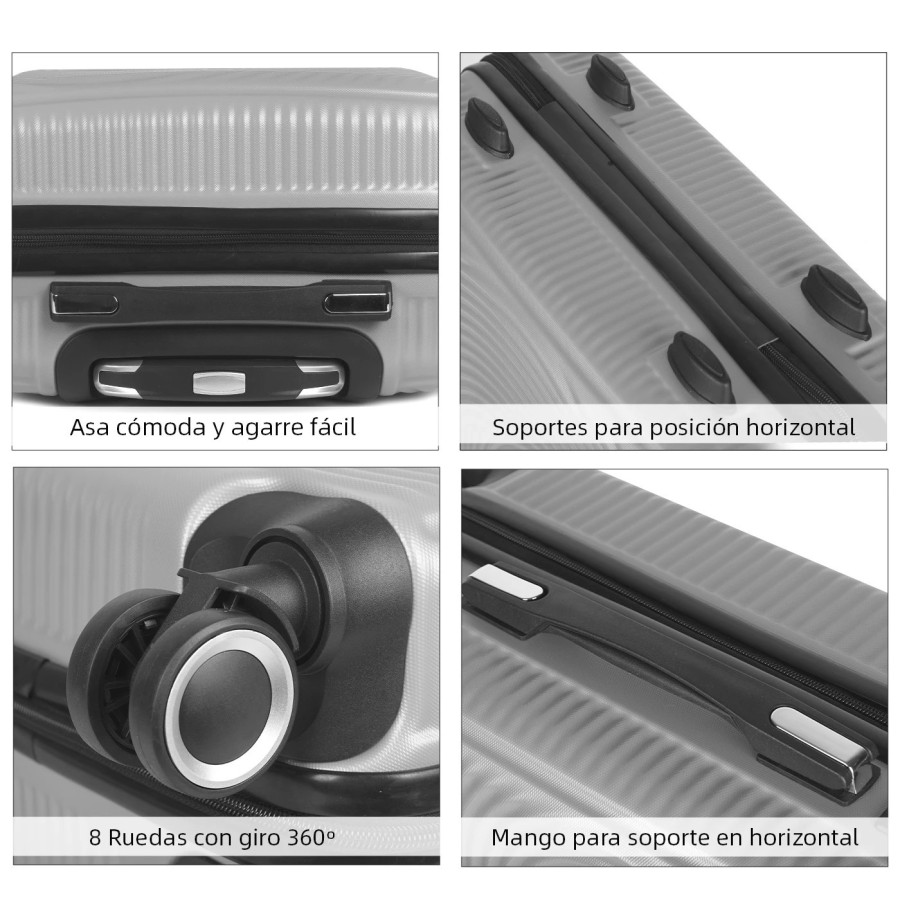 Maleta de Viaje de Cabina, Mediana, Grande 100ABS, 4 Ruedas Giratorias